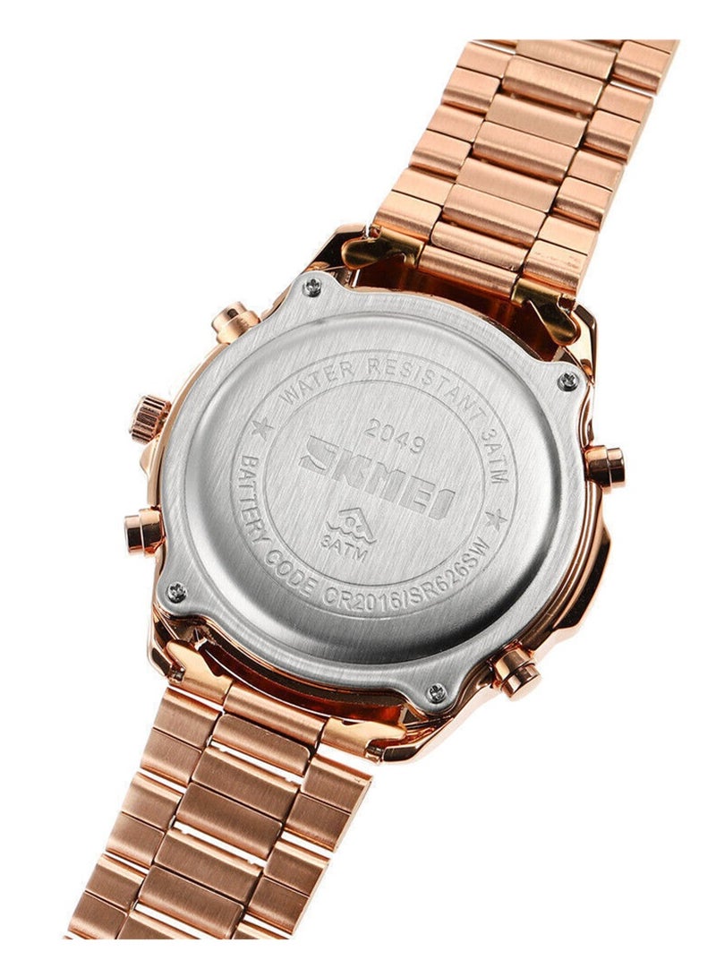 SKMEI ساعة إلكترونية للرجال من SKMEI عرض مزدوج ساعة إلكترونية ساعة متعددة الوظائف ساعة مقاومة للماء أسلوب أعمال عصري للرجال 2049 - Image 3