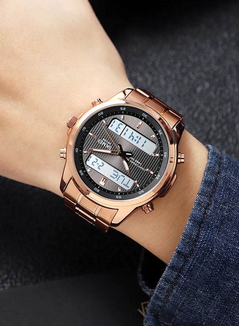 SKMEI ساعة إلكترونية للرجال من SKMEI عرض مزدوج ساعة إلكترونية ساعة متعددة الوظائف ساعة مقاومة للماء أسلوب أعمال عصري للرجال 2049 - Image 5