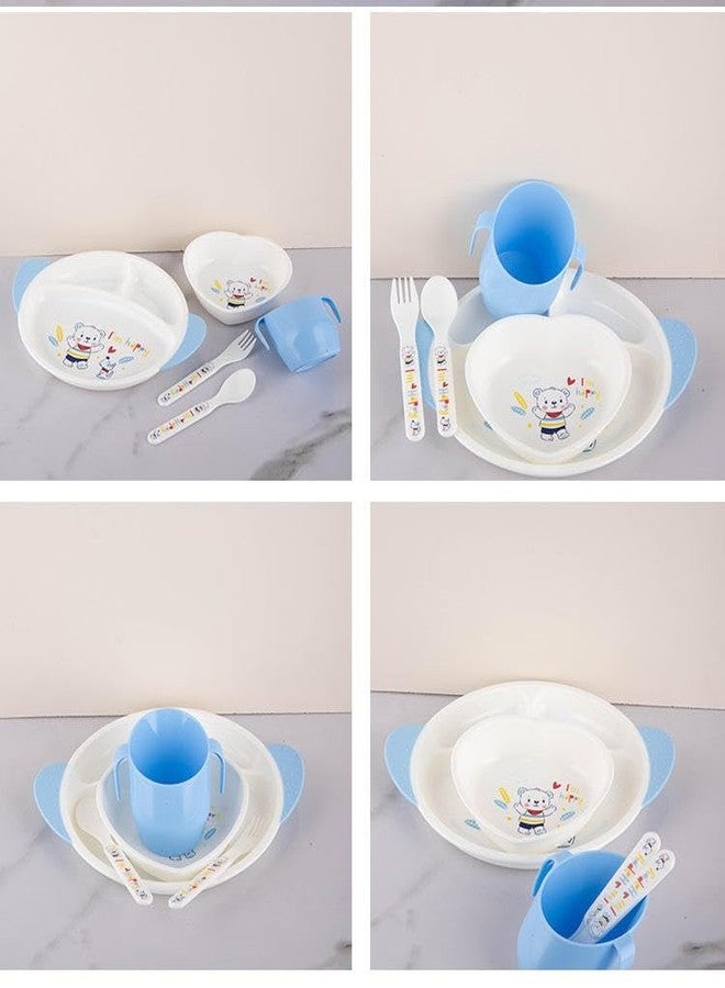 Cazuela Baby Feeding Tableware Series Children Dinnerware Feeding Set Happy Baby Cartoon Design Microwave & Dishwasher Safe Tableware Cutlery for Kids (5 in 1) - Image 5