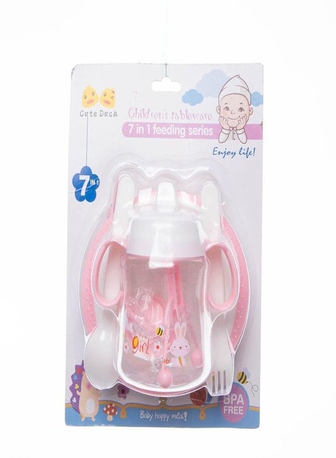 Cazuela Baby Feeding Tableware Series Children Dinnerware Feeding Set Happy Baby Cartoon Design Microwave & Dishwasher Safe Tableware Cutlery for Kids (5 in 1) - Image 3