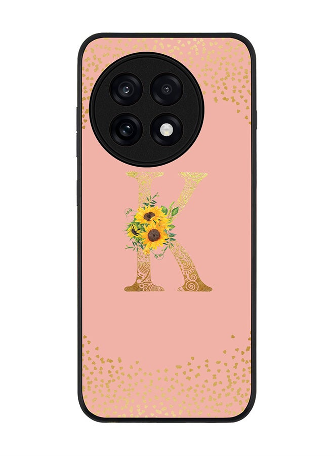 Stylizedd For OnePlus 13R / Ace 5 Pro Case,Slim fit Camera Protection, Shockproof Thin Phone cover  - Custom Floral Monogram - K  (Rose Pink )