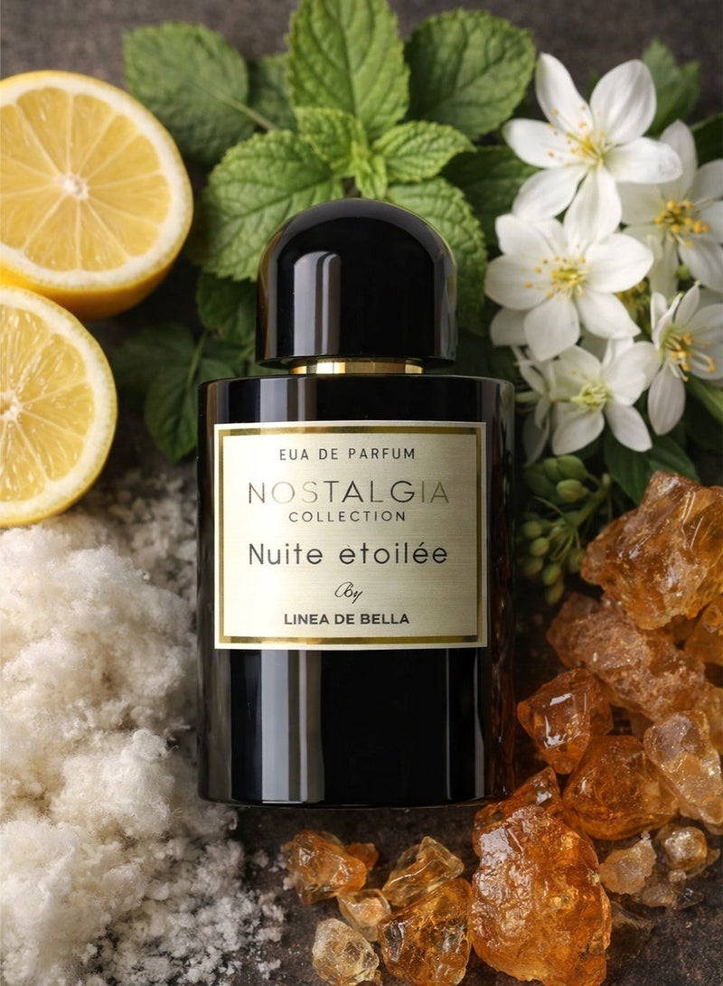 Linea De Bella Nostalgia Nuite Etoilee Eau De Parfum 100ML – Ambergris & Musk Floral Fragrance | Lemon, Patchouli & Warm Long Lasting Perfume - Image 1