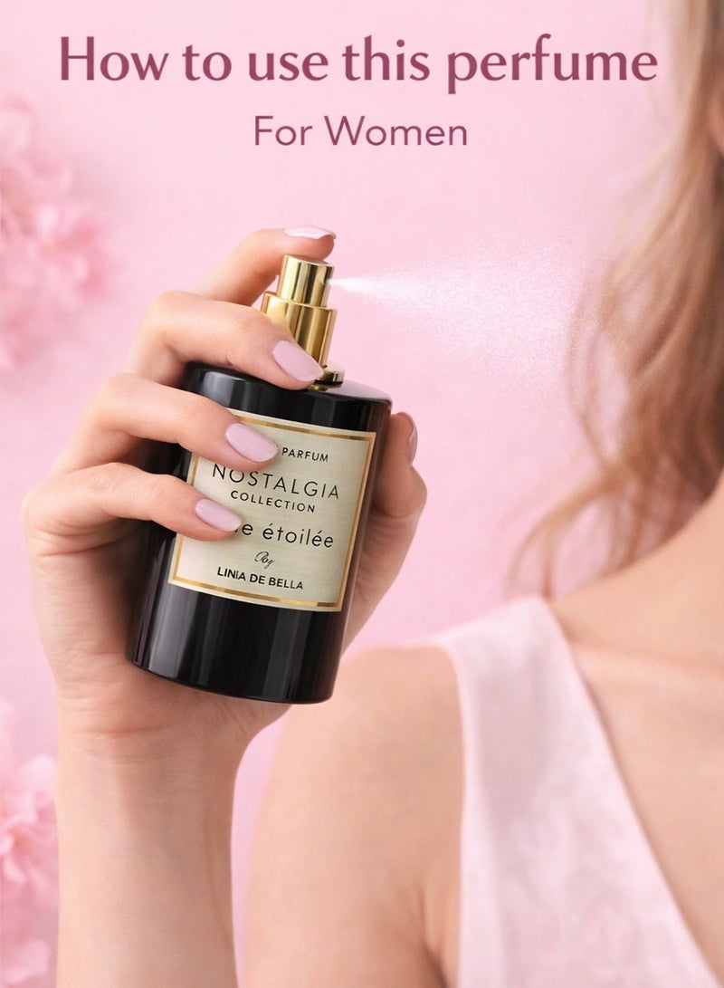 Linea De Bella Nostalgia Nuite Etoilee Eau De Parfum 100ML – Ambergris & Musk Floral Fragrance | Lemon, Patchouli & Warm Long Lasting Perfume - Image 2