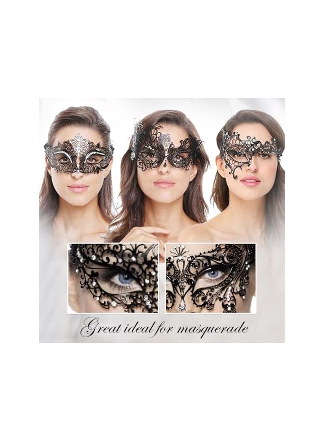The Bros Masquerade Mask for Women, Shiny Laser Cut Metal Rhinestone Mask, Party Evening Prom Ball Mask, Festival Deecorations Venetian Masks for Womens  - Image 3