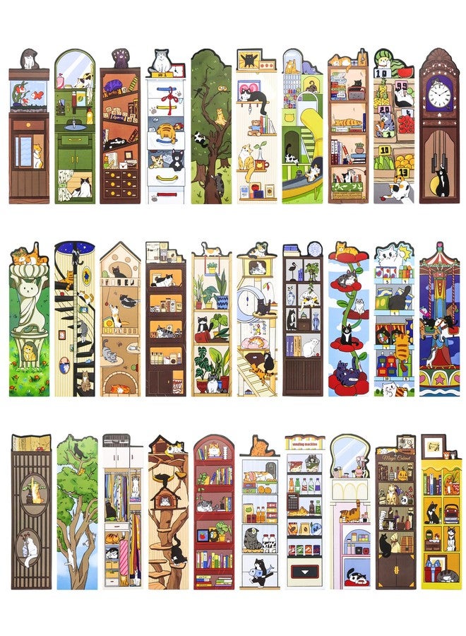 GAUENEEN 30 Pcs Paper Bookmarks, Cute Cat Theme Bookmarks Bulk for Women Men, Unique Bookmark Set for Adult Kids, Fun Book Lovers Gifts - Image 1