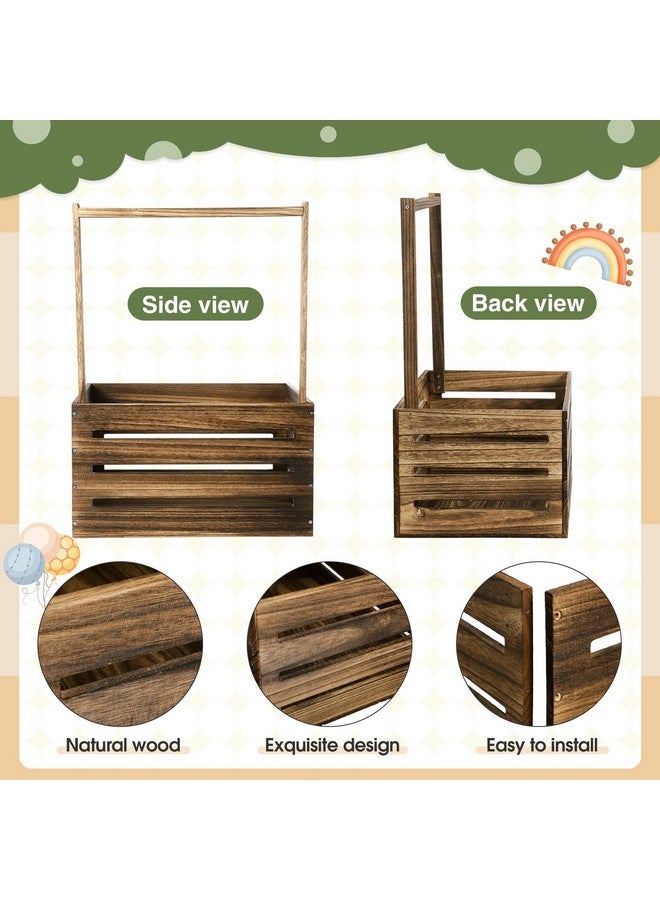 Barydat صندوق خشبي لحفلة استقبال المولود مع مقبض، لافتة إعلان المولود، حبال زينة، حروف كبيرة، صندوق هدايا خشبي، حروف للحمل، حفلة الآباء الجدد (بني) - Image 3