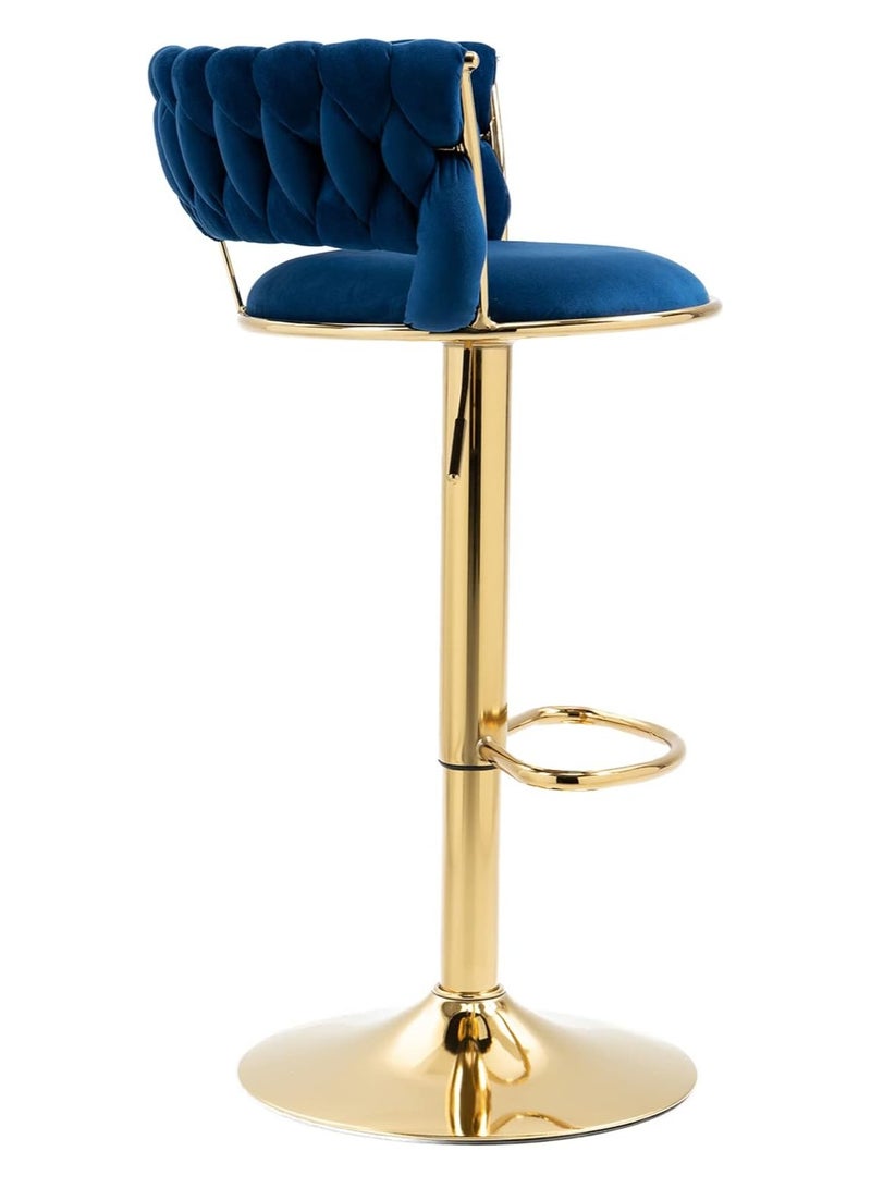 DubaiGallery كرسي بار فاخر، كرسي استقبال دائري حديث قابل للتعديل، كرسي بار مخمل ذهبي، كرسي طعام مرتفع للمطبخ، قابل للتعديل في الارتفاع ودوران 360°، مناسب للبار، المنزل، المكتب، المقهى - Image 2