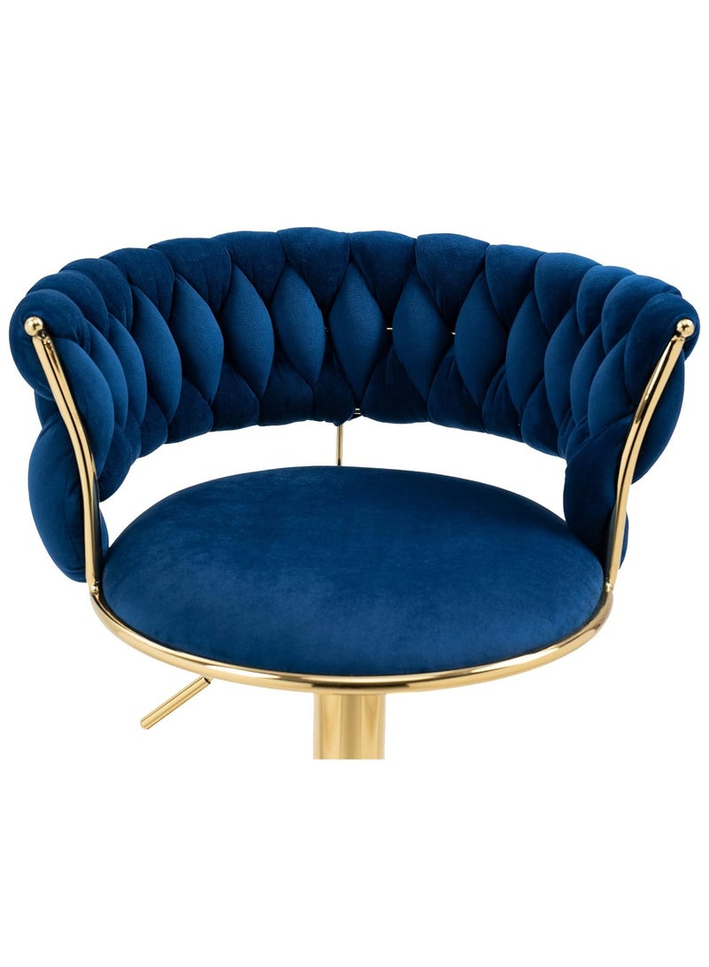 DubaiGallery كرسي بار فاخر، كرسي استقبال دائري حديث قابل للتعديل، كرسي بار مخمل ذهبي، كرسي طعام مرتفع للمطبخ، قابل للتعديل في الارتفاع ودوران 360°، مناسب للبار، المنزل، المكتب، المقهى - Image 3