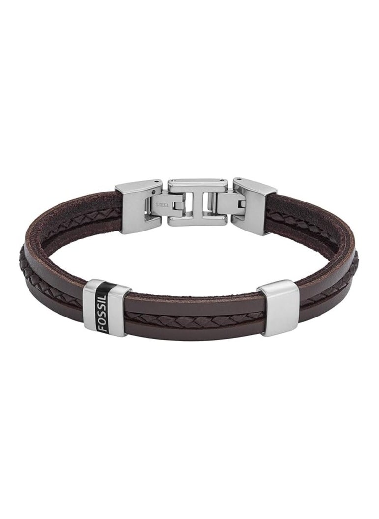 FOSSIL Bracelet for Men, Length: 213mm, Width: 10.8mm brown Leather Bracelet, JF04133040  - Image 1