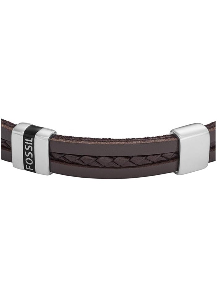 FOSSIL Bracelet for Men, Length: 213mm, Width: 10.8mm brown Leather Bracelet, JF04133040  - Image 3