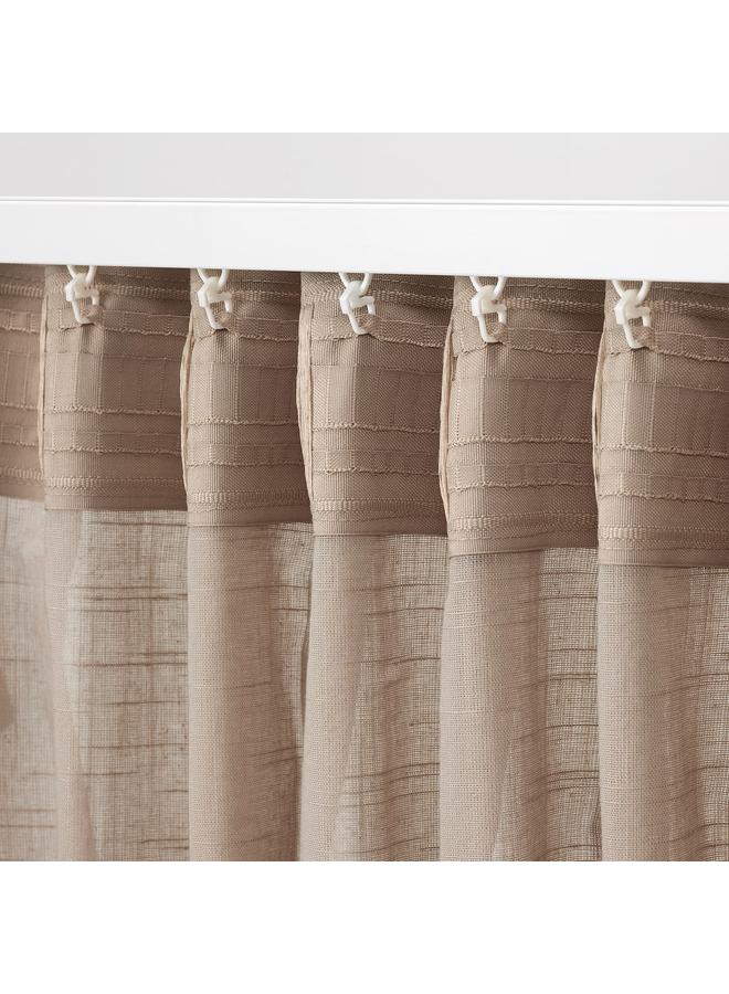 Zaboon Sheer Curtains, 1 Pair, With Heading Tape/Beige, 145X300 Cm - Image 4