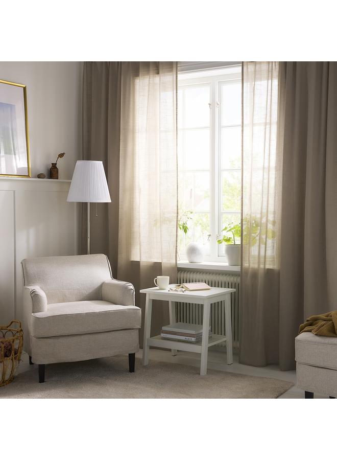 Zaboon Sheer Curtains, 1 Pair, With Heading Tape/Beige, 145X300 Cm - Image 3