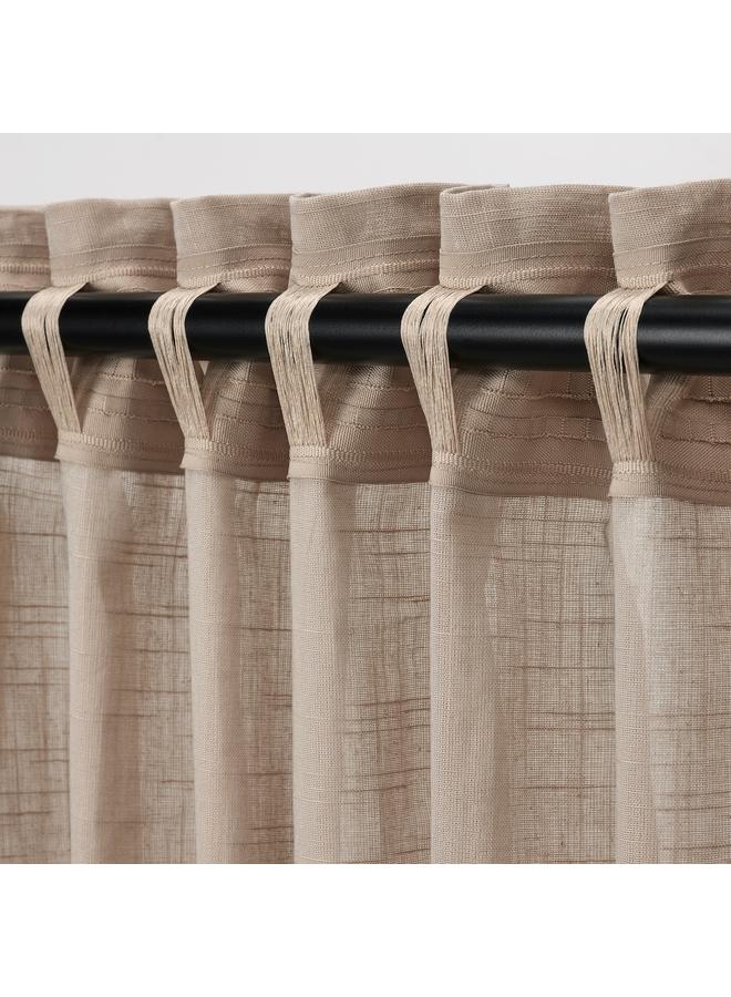 Zaboon Sheer Curtains, 1 Pair, With Heading Tape/Beige, 145X300 Cm - Image 5
