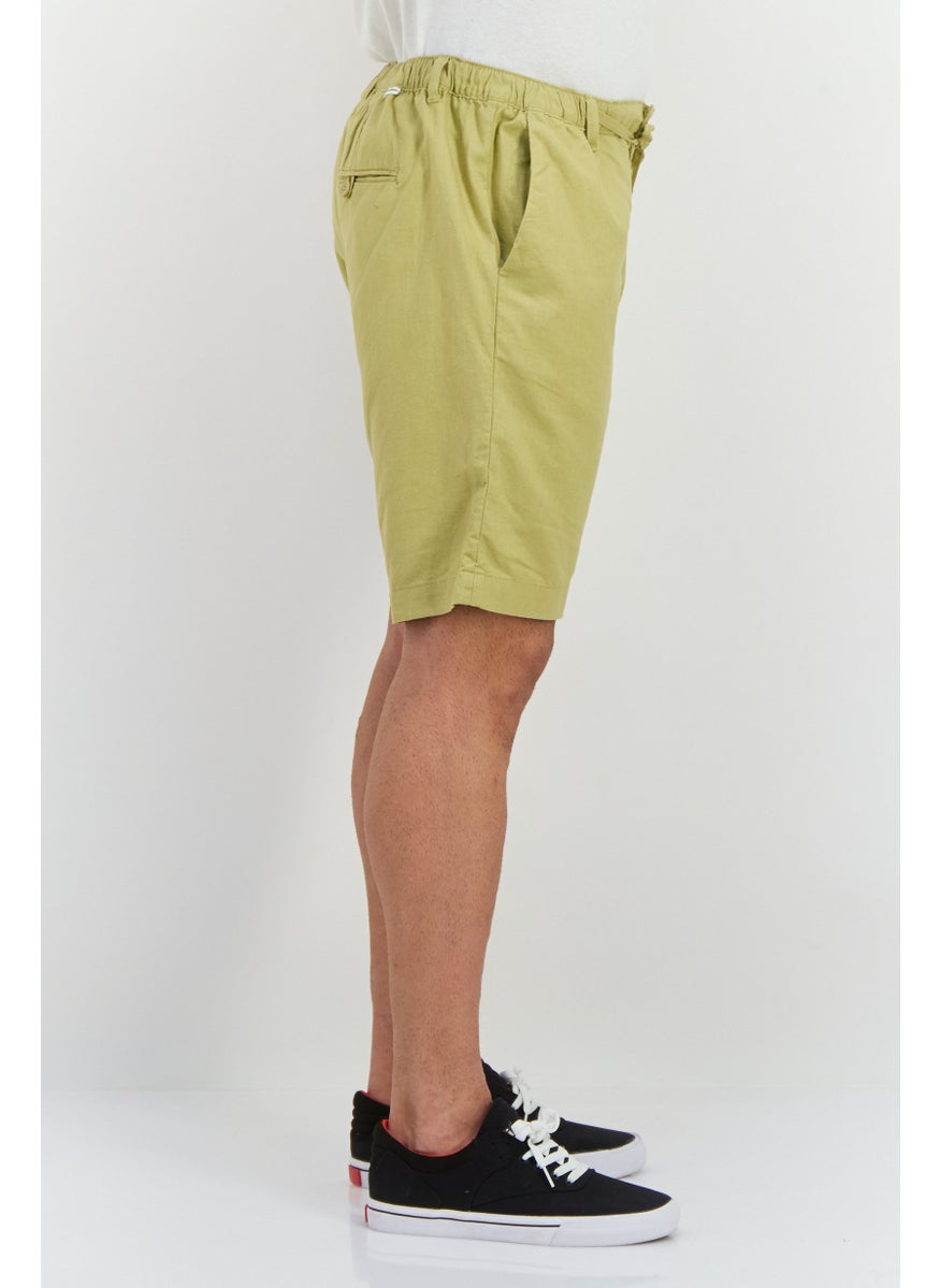 Gazzarrini Men Regular Fit Plain Chino Shorts, Khaki  - Image 2