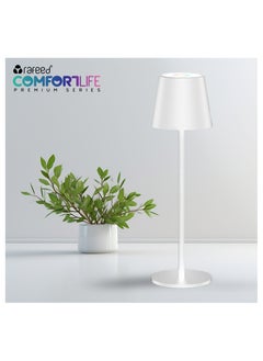 رافيد مصباح طاولة LED حديث قابل لإعادة الشحن – 3 واط، بخاصية التحكم باللمس، منفذ شحن USB-C، بطارية 4000 مللي أمبير، مقاومة IP52 – أبيض  - Image 1