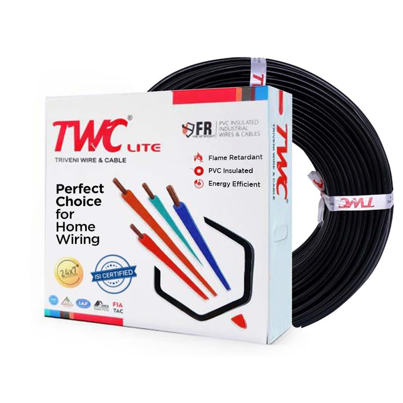 TWC Lite Black 1 SQMM 45 METER | Copper Wire | HRFR (Heat Resistant Flame Retardant) Lead-Free Cable | Low Smoke Halogen-Free Wire for Home & Industrial Electrical Wiring - Image 1