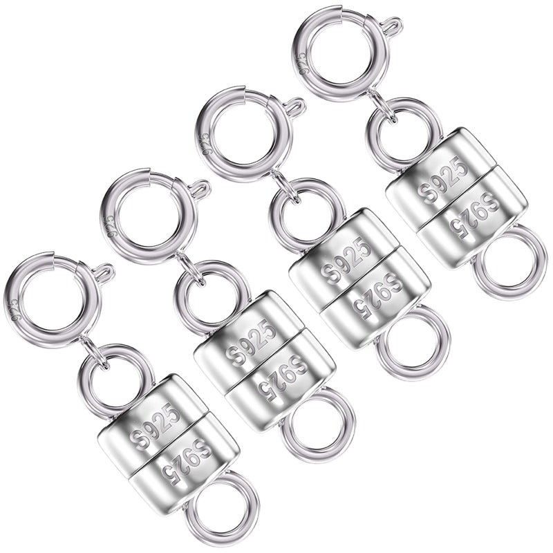Qulltk 925 Sterling Silver Magnetic Necklace Clasps and ClosuresMini Bracelets Clasp Converter Gold and Silver Chain Extender for Jewelry Making Supplies