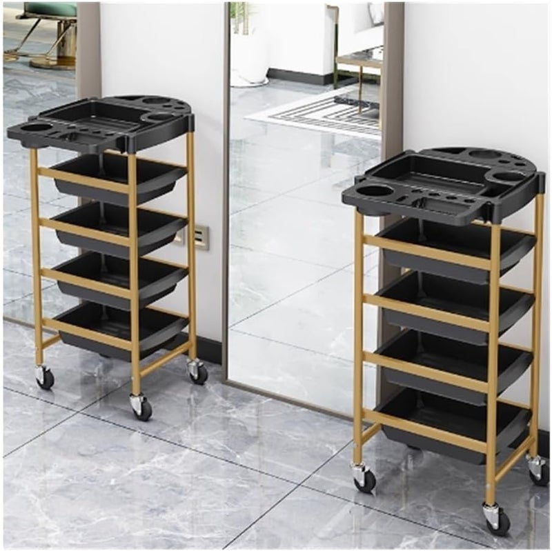 Salon Trolley Hair Salon Beauty and Nail Tools Cart, Dyeing and Ironing Storage Rack Beauty Trolley,Black - Image 3