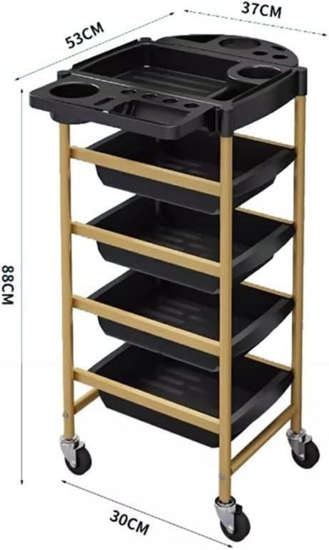 Salon Trolley Hair Salon Beauty and Nail Tools Cart, Dyeing and Ironing Storage Rack Beauty Trolley,Black - Image 2