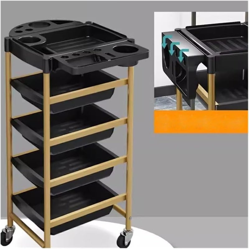 Salon Trolley Hair Salon Beauty and Nail Tools Cart, Dyeing and Ironing Storage Rack Beauty Trolley,Black - Image 5