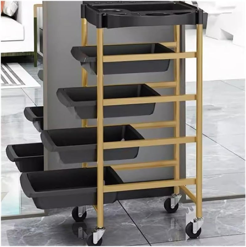 Salon Trolley Hair Salon Beauty and Nail Tools Cart, Dyeing and Ironing Storage Rack Beauty Trolley,Black - Image 4