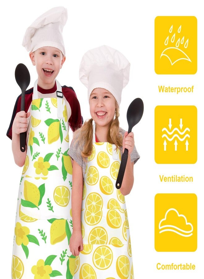 Newtay 104 Pcs Lemonade Stand Party Supplies 100 Lemon Party 9oz Paper Cups 2 Burlap Paper Lemonade Banner 2 Kids Apron with Pockets Adjustable Strap for Summer Lemon Stand Birthday Baby Shower Decor - Image 4