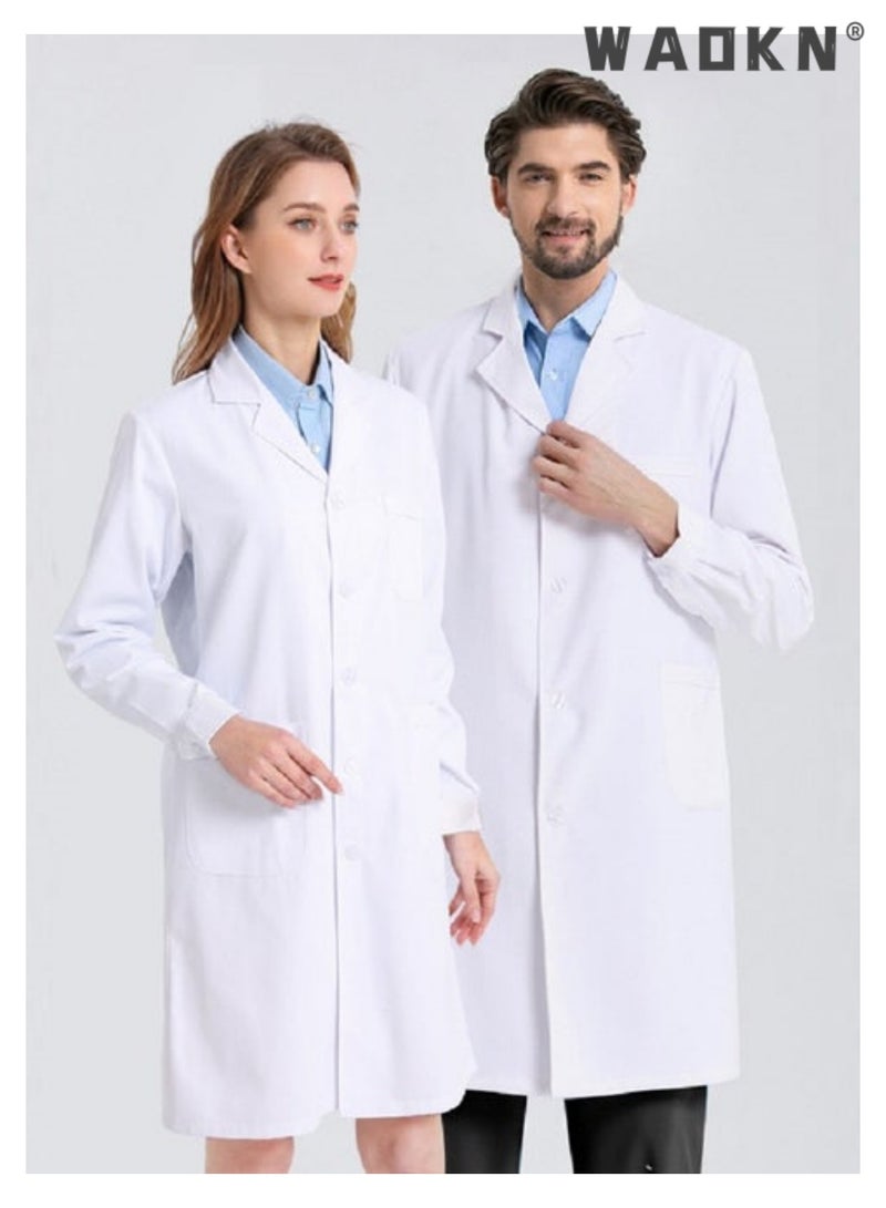 WAOKN Thin regular quality long sleeved (slightly translucent), size XXL， Medical Lab Coat White，White lab coat work uniform made of cotton，Pharmacy laboratory clothing, slimming food clothing, workwear, chef's clothing - Image 1