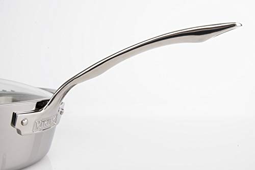 Viking مقلاة عميقة من الفايكنج بتصميم عصري 3 طبقات مع غطاء زجاجي، 3.6 لتر من الفولاذ المقاوم للصدأ، آمنة في غسالة الصحون والفرن، جاهزة للاستخدام على الحث، فضي - Image 2