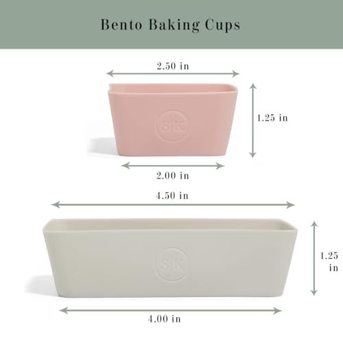 The Silicone Kitchen Reusable Silicone Bento Baking Cups, Non-Toxic, BPA Free, Dishwasher Safe Bento Box Accessories Lunch Box Dividers, Square and Rectangle, 24 Pack, Pink, Blue, Gray - Image 3