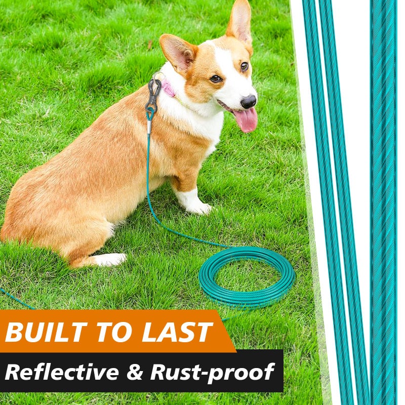 XiaZ Dog Tie Out Cable 20FT, Dog Chain for Yard, 8/10/15/20/30/50FT Heavy Duty Pet Runner Tether Chain Leads Outside for Small Medium Large Dogs Up to 120 LBS - Image 4