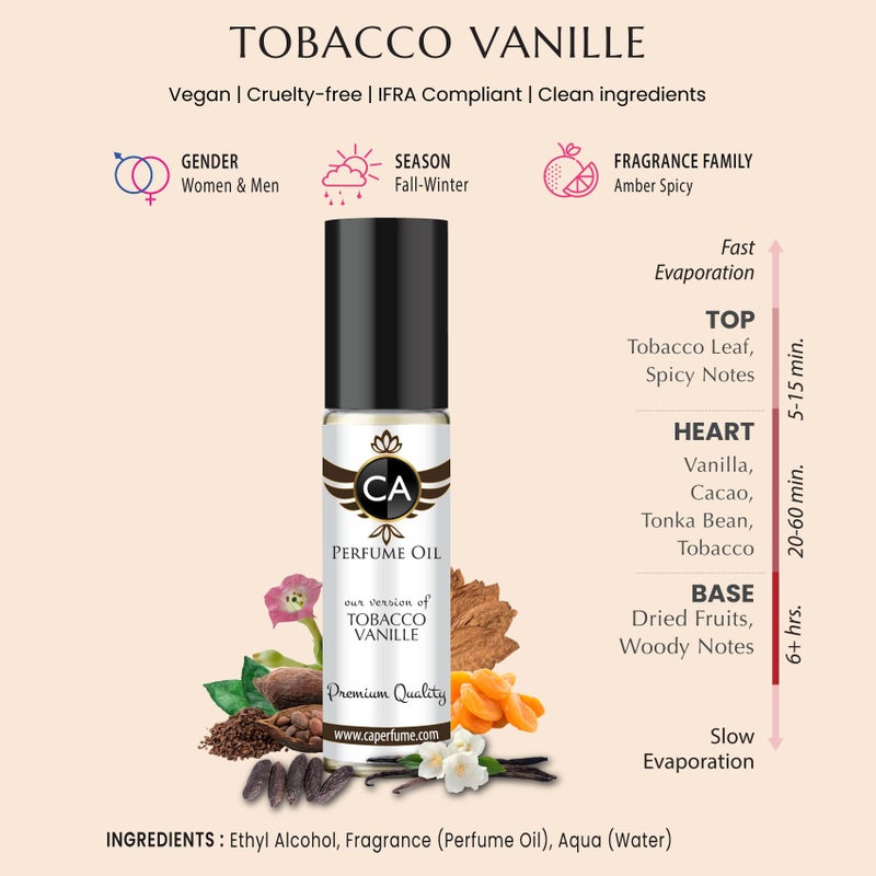CA Perfume Impression of Tobacco Vanille For Men and Women Fragrance Body Oil Dupes Alcohol-Free Roll-On 0.3 Fl Oz/10ml - Image 2