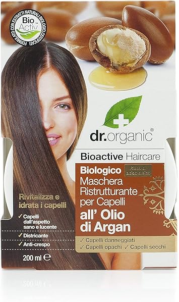 dr.organic Dr Organic Moroccan Argan Oil Hair Treatment Conditioner Revitalising Dry Damaged Hair Mens Womens Natural Vegan CrueltyFree Paraben SLSFree Organic 200ml Packaging may vary - Image 1