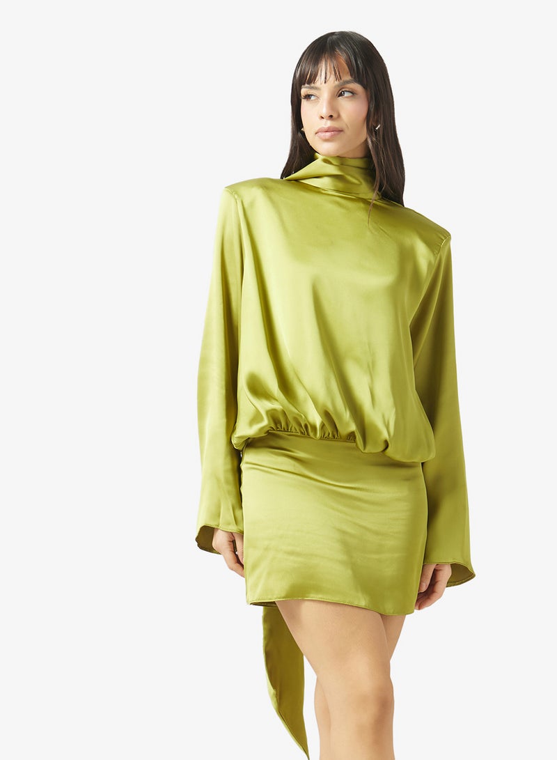TOPSHOP Satin Scarf Tie Mini Dress - Image 1