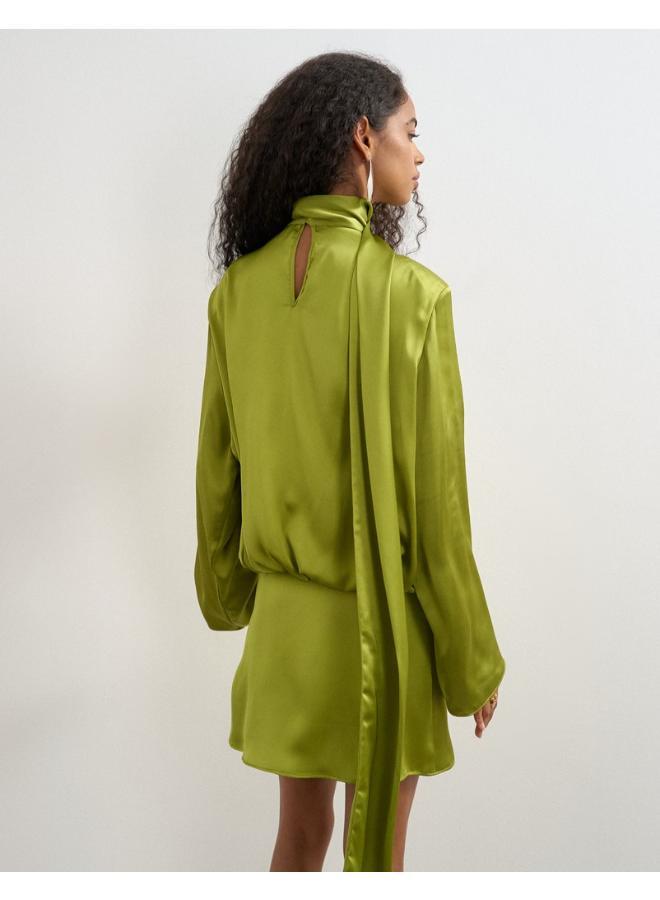 TOPSHOP Satin Scarf Tie Mini Dress - Image 2
