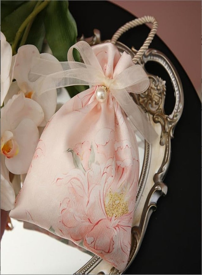 LYSXP Satin gift bags with drawstring & Handles,5x7 Inch 10Pcs Elegant Satin Printed Small Bags for Weddings, Small gift bags,Birthdays & Holidays (pink) - Image 4