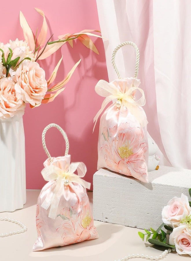 LYSXP Satin gift bags with drawstring & Handles,5x7 Inch 10Pcs Elegant Satin Printed Small Bags for Weddings, Small gift bags,Birthdays & Holidays (pink) - Image 3