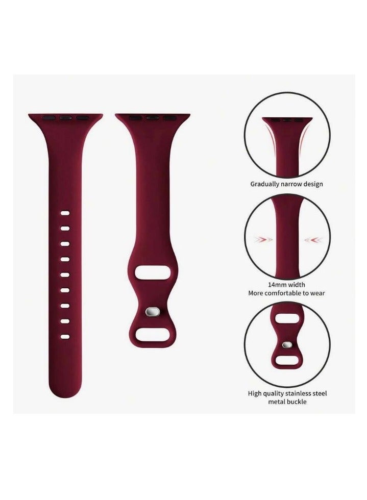 Bands Compatible with Apple Watch Ultra 49mm 45mm 44mm 42mm 41mm 40mm, Replacement Soft Silicone Strap for iWatch Ultra/Ultra 2 Series SE SE2 9 8 7 6 5 4 3 2 1 – Red - Image 3