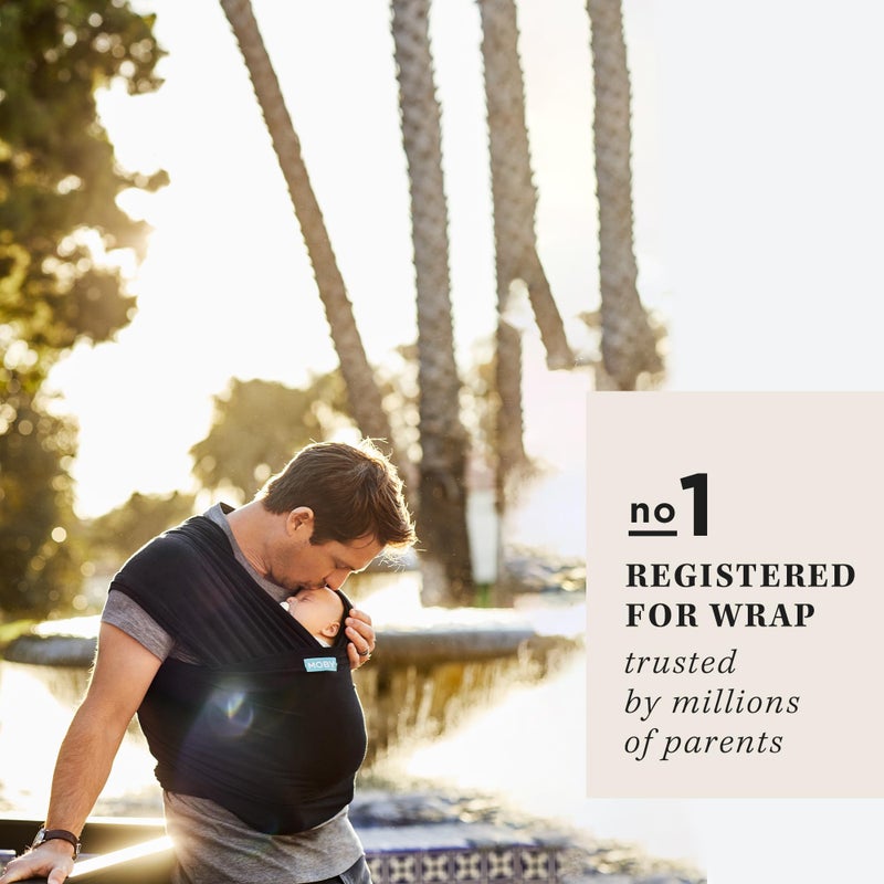 Moby Baby Wrap Carrier Classic for Newborns to Toddlers (8-33lbs), Infant Sling Carrier, Lightweight & Hands Free Design, Adjustable for All Body Types (Black) - Image 2