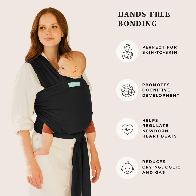 Moby Baby Wrap Carrier Classic for Newborns to Toddlers (8-33lbs), Infant Sling Carrier, Lightweight & Hands Free Design, Adjustable for All Body Types (Black) - Image 5