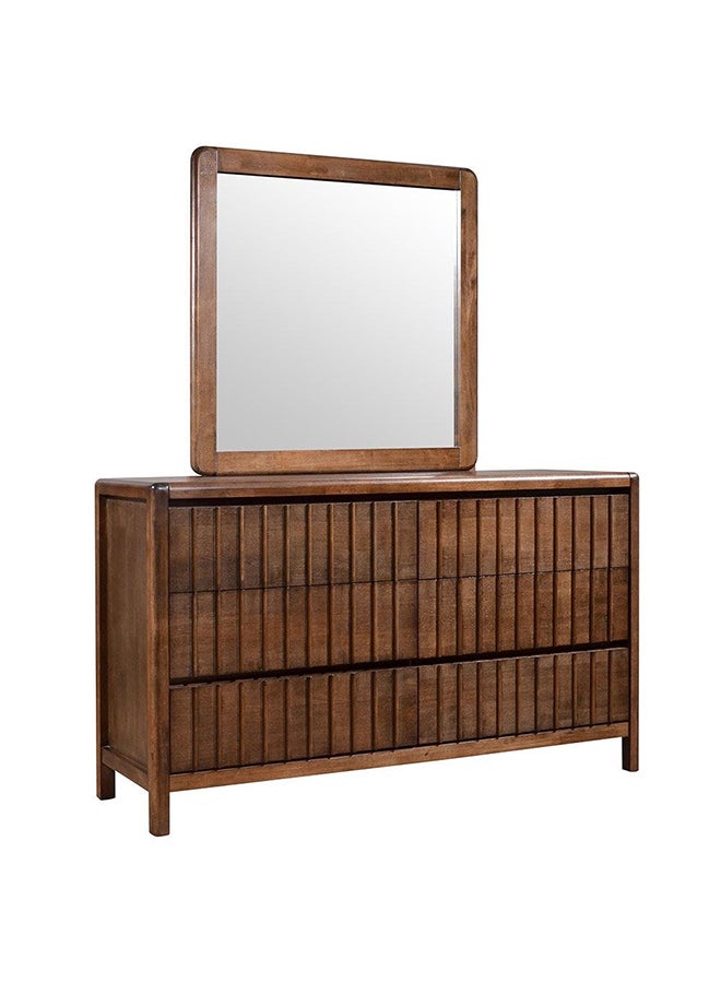 DANUBE HOME Tahiti 6 drawer Dresser With Mirror Durable Vanity Table | Dressing Table | Makeup Table | Desk With Storage Modern Design Bedroom Furniture 142x45x84 cm Dark Walnut  - Image 3