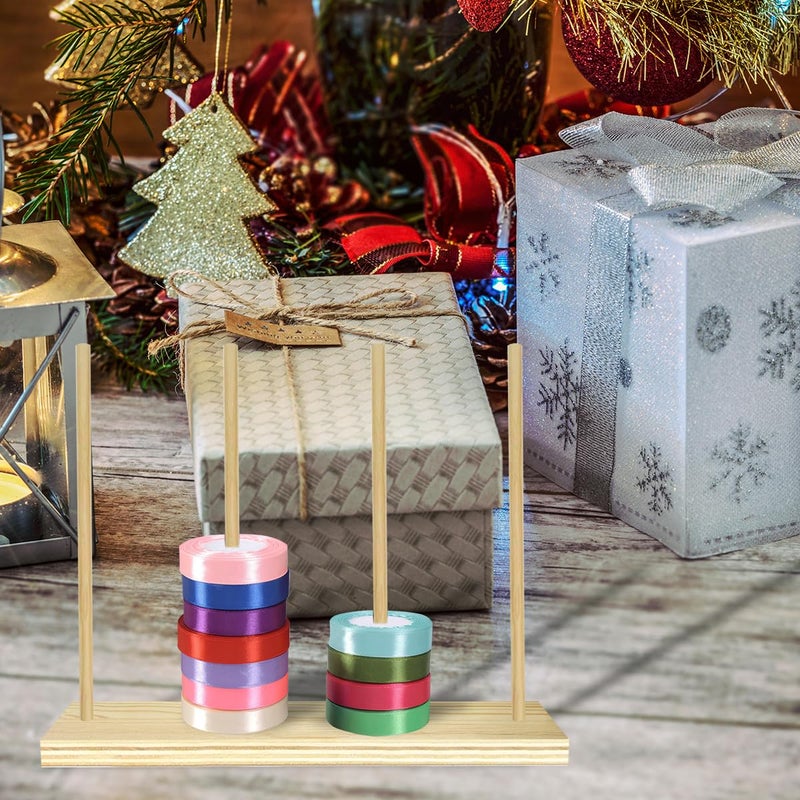 Dromco Wooden Ribbon Organizer, Ribbon Rack Storage, Spool Holder, Washi Tape Organizer for Craft Room Sewing Mesh Crochet Thread Tape Wreath Roll Florist Arts Wrapping Gift - Image 5
