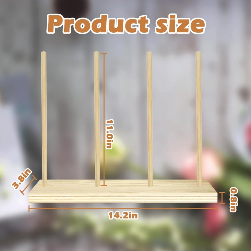 Dromco Wooden Ribbon Organizer, Ribbon Rack Storage, Spool Holder, Washi Tape Organizer for Craft Room Sewing Mesh Crochet Thread Tape Wreath Roll Florist Arts Wrapping Gift - Image 3