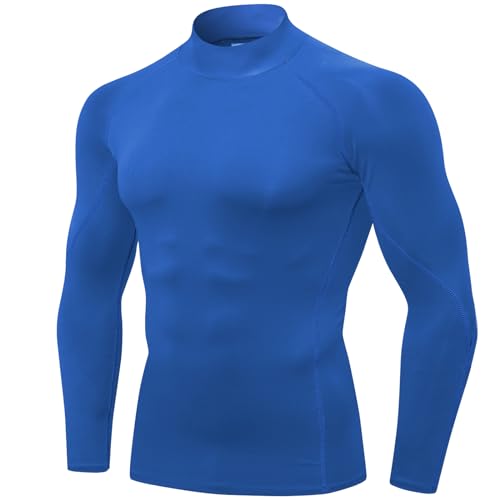 SPVISE Blue Compression Shirts Men Spandex Athletic Workout Running T-Shirts Performance Baselayer Undershirt Long Sleeve - Image 1