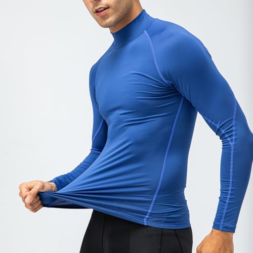 SPVISE Blue Compression Shirts Men Spandex Athletic Workout Running T-Shirts Performance Baselayer Undershirt Long Sleeve - Image 4