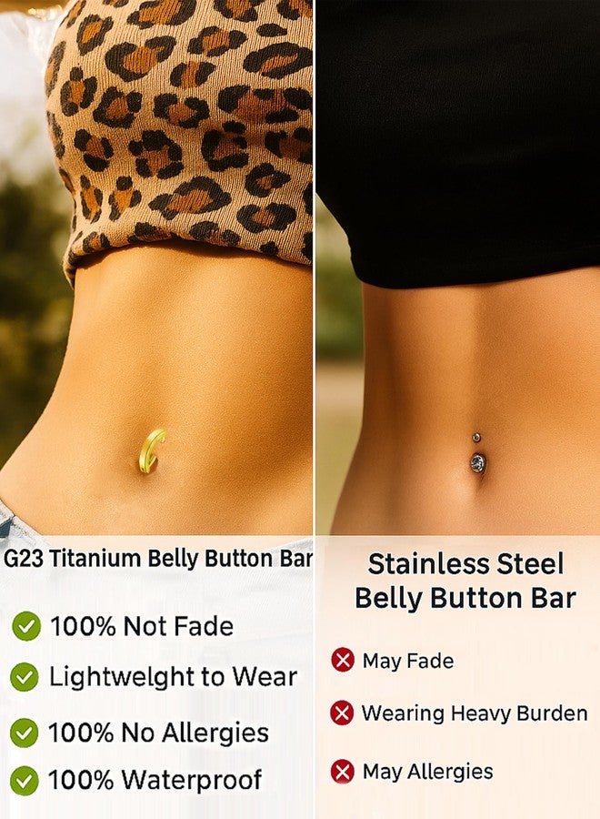 فوجو حلقة سرة من التيتانيوم VOJO 14G G23، مقاس 10/12 مم، بتصميم حلقي منحني عكسي، مصنوعة من التيتانيوم والزركونيا المكعبة. - Image 4