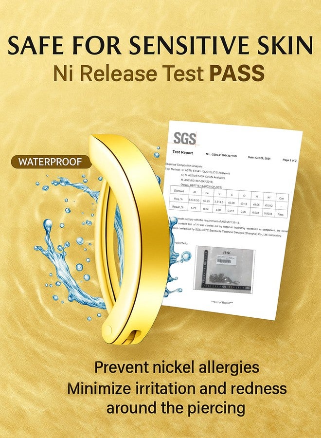 فوجو حلقة سرة من التيتانيوم VOJO 14G G23، مقاس 10/12 مم، بتصميم حلقي منحني عكسي، مصنوعة من التيتانيوم والزركونيا المكعبة. - Image 2