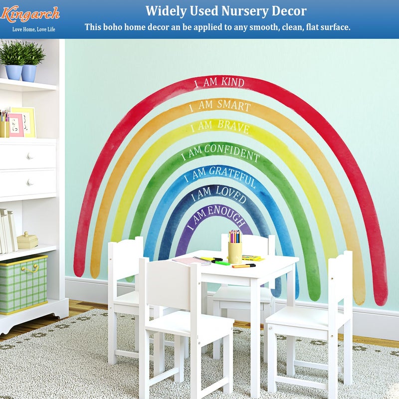 Kingarch Large Colorful Rainbow Wall Decals, Insparational Peel and Stick Fabric Nursery Wall Decor, Removable Home Room Wall Decor Murals Stickers for Kids Girls Toddler Bedroom Living Room Playroom - Image 3