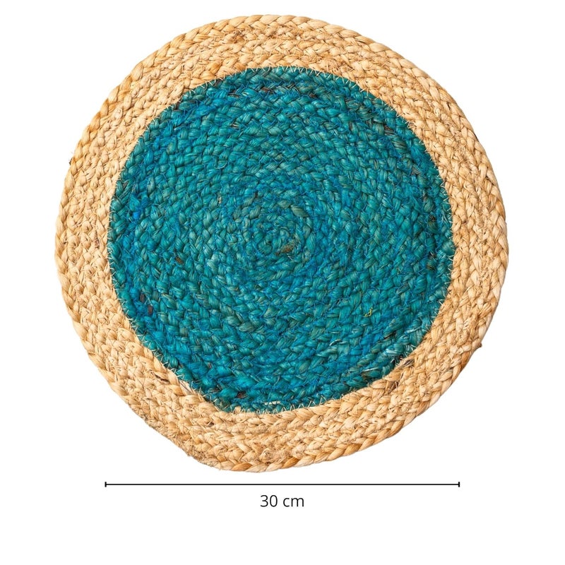 JASMEY HOMES Jute Set Of 2 Dining Table Mat 30Cm Round Mat Green Single Ring Used As Centre Table Decor PlacematHouse Warming Gifts - Image 4