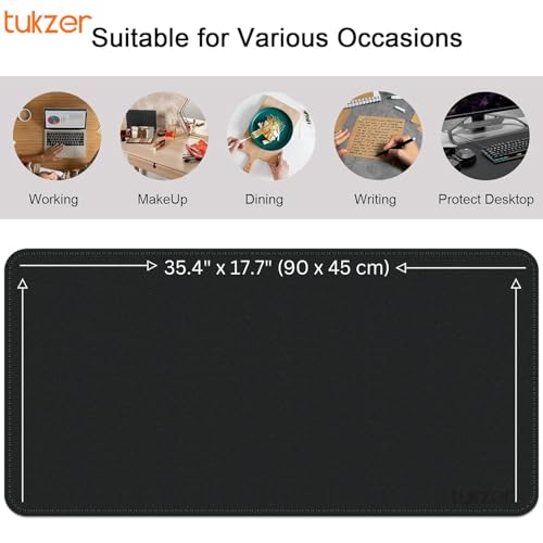 Tukzer Extended Vegan PU Leather Mouse Pad Desk mat Smooth Reversible Dual Color Splash Proof Anti Fray Stitched Edges Non-Slip Mousepad for Laptop Notebook Gaming Computer(Black & Red 90CM X 45CM) - Image 5