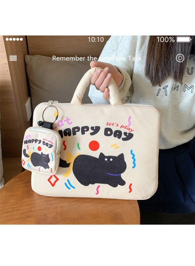 Korean Cute Computer Bag Student Commuter Mobile Phone Ipad Tablet Portable Storage Bag Portable Computer Protective Cover-Color:Light Pink Nude Bag-Size:Large Horizontal Style - Image 4